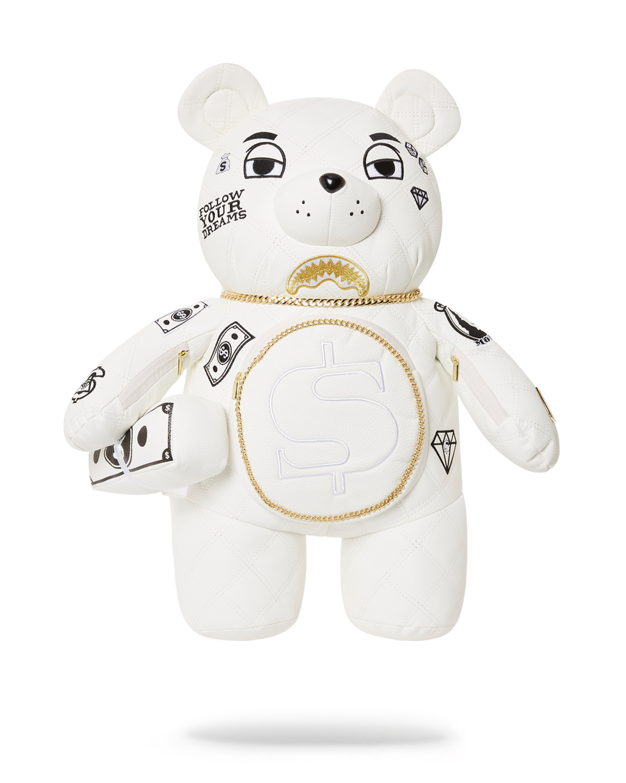 Sprayground Riviera Le Blanc Zlatý řetízek Moneybear Teddybear Batoh