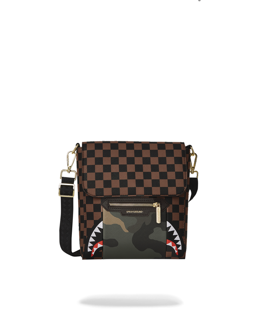Sprayground Außentasche Mit Goldenem Reißverschluss Und Haifischen In Paris, Messenger-Schultertasche