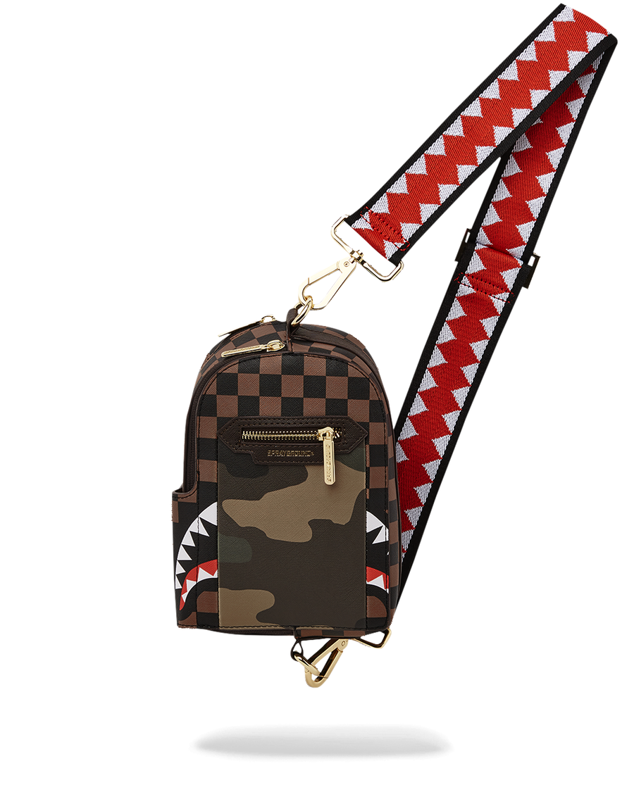 Sprayground Außentasche Mit Goldenem Reißverschluss Und Haien In Paris, Rucksacktragetasche