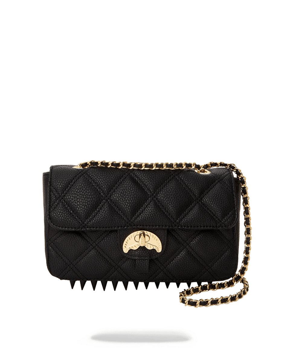 Sprayground Noir Quilt Złoty łańcuch Torba W Kształcie Rekina 99000