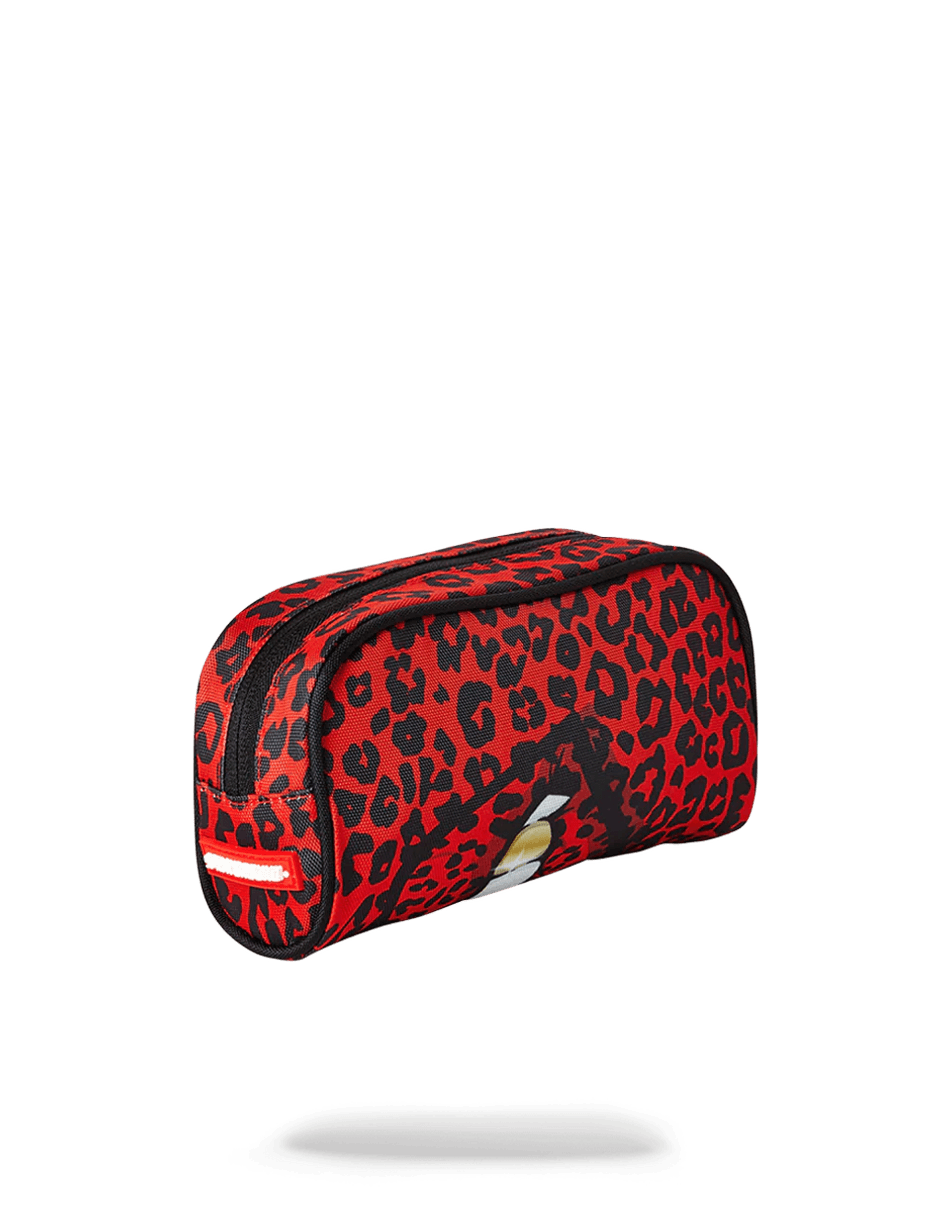 Sprayground červený Leopardí Rtěnkový Pouzdro 99000