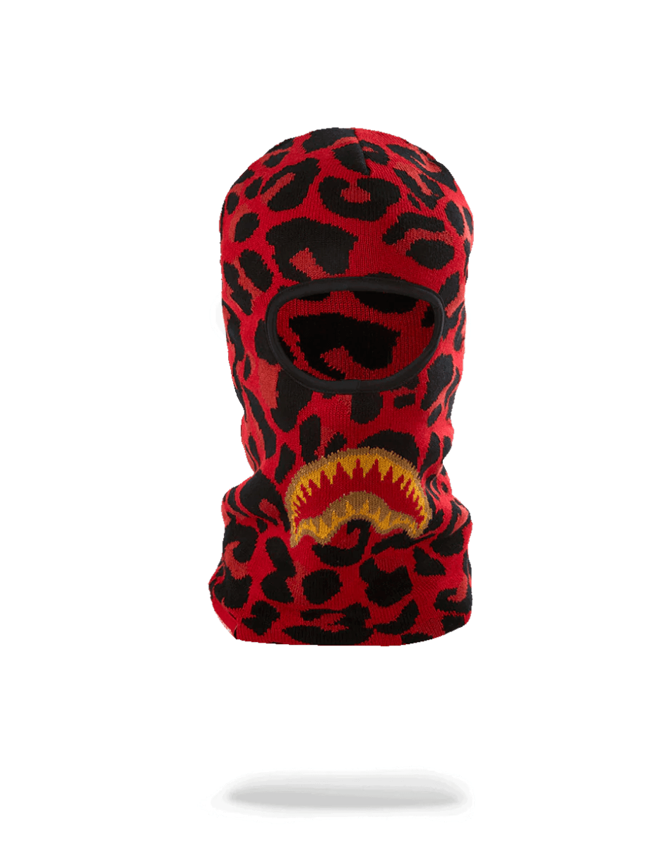 Sprayground Máscara De Esquí Boca De Tiburón Dorada Leopardo Rojo 99000