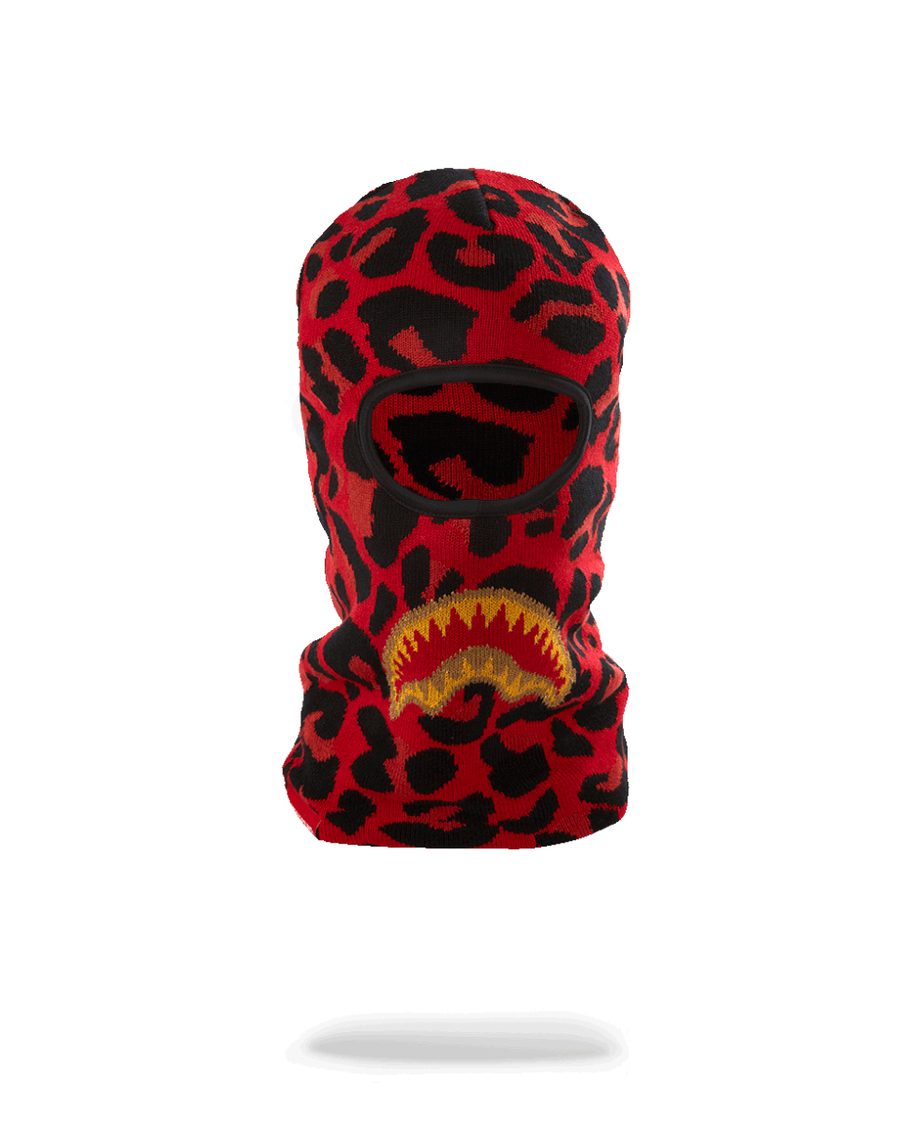 Sprayground červený Leopard Zlatá žraločí ústa Lyžařská Maska